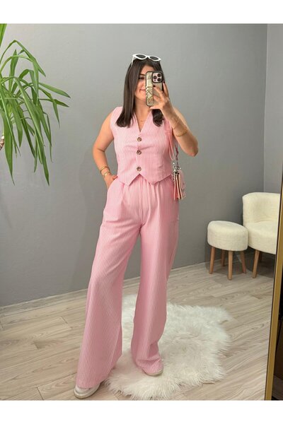 iznikten Gofre Striped Set - Pink