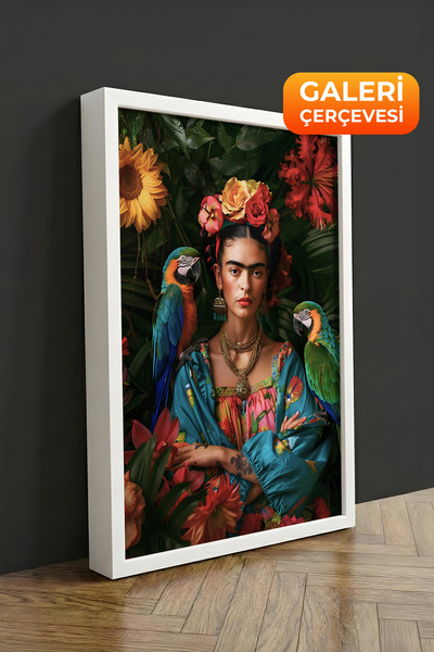 Zestia Tablou pe pânză înrămată albă Frida Kahlo Portret Seria Premium Nr. 11...