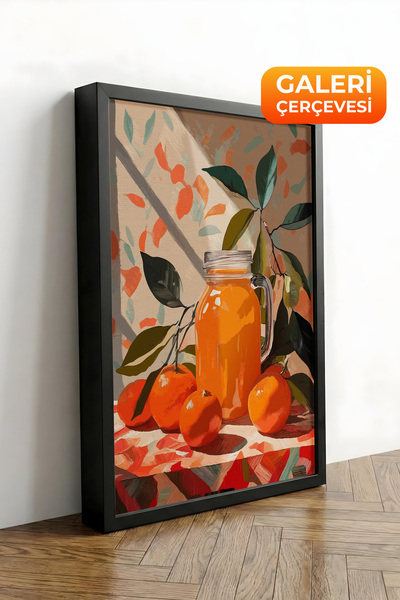 Zestia Tablou pe pânză înrămat negru cu suc de fructe și portocale – Seria Pr...