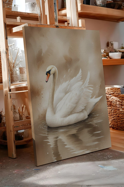 Zestia Εκτύπωση σε καμβά Κομψό σκηνικό λίμνης των κύκνων Premium Σειρά Αρ. 10...