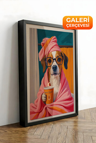 Zestia Πίνακας σε καμβά με μαύρο πλαίσιο Spa Morning Towel Dog Premium Σειρά ...