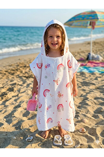 Wenaris 100% Cotton Muslin Hooded Beach Children's Baby Poncho Bathrobe Bath ...