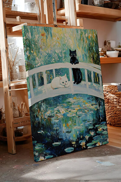 Zestia Tablou pe pânză pisică și Seria Premium Podul în stil Monet Nr. 107413