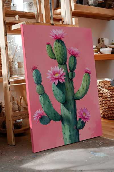 Zestia Πίνακας σε καμβά Ροζ Κάκτος Σειρά Minimal Premium Αρ. 109781