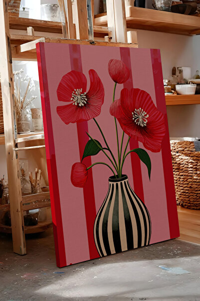 Zestia Tablou pe pânză cu fundal roșu, Seria Premium Mărarul, Nr. 111678