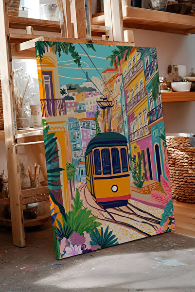 Zestia Πίνακας σε καμβά Yellow Tramways Streets - Cityscape Premium Series No...