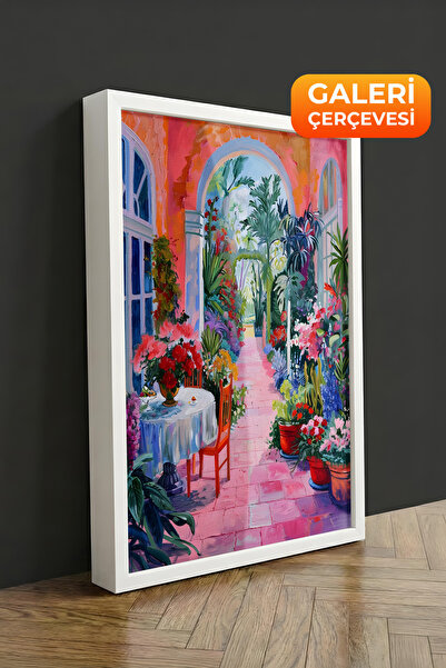 Zestia Tablou pe pânză înrămată albă, peisaj urban colorat, Seria Premium Nr....