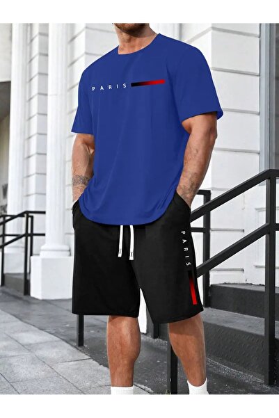 puolikuu Men's Oversized Tracksuit with Shorts - Czg Prs Ozl Bs Printed T-Shi...