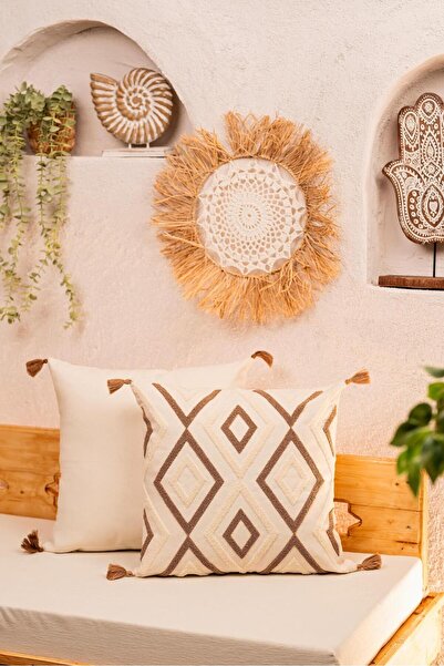 Viaden Bohemian Cushion 42 cm X 42 cm Geomoteric Coffee