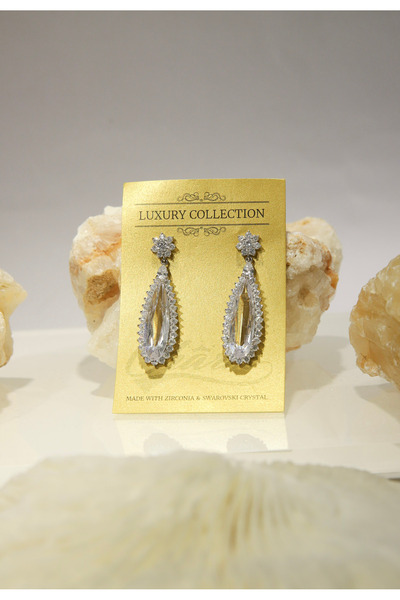CHARM Crystal Elegance Drop Earrings – Teardrop with Zirconia