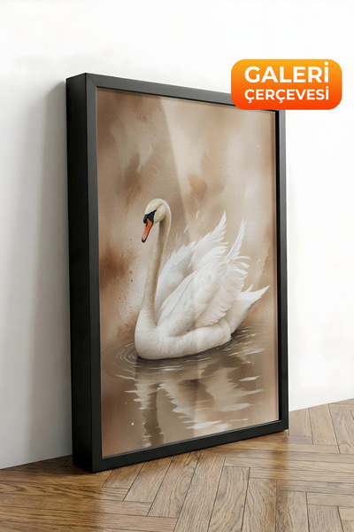 Zestia Εκτύπωση σε καμβά με μαύρο πλαίσιο Κομψό σκηνικό λίμνης των κύκνων Pre...