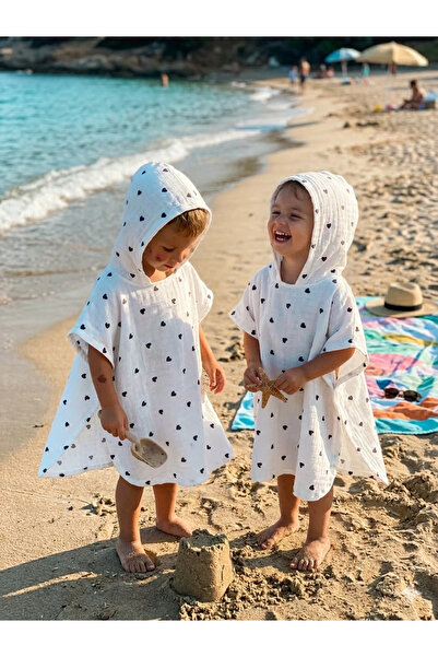 Wenaris 100% Cotton Muslin Hooded Beach Children's Baby Poncho Bathrobe Bath ...