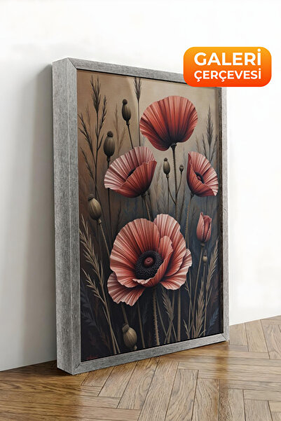Zestia Πίνακας σε καμβά με ασημένιο πλαίσιο Κόκκινες παπαρούνες – Ρομαντική Σ...