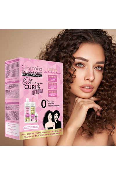 COSMALINE Set de îngrijire pentru păr creț Oh My Curls Method, șampon 500 ml ...