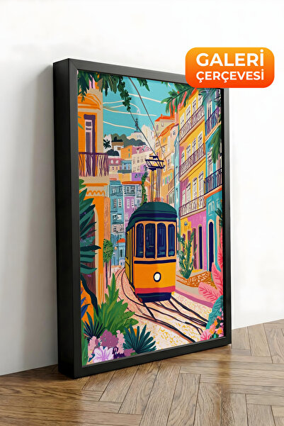 Zestia Πίνακας σε καμβά με μαύρο πλαίσιο Yellow Tramway Streets - Cityscape P...