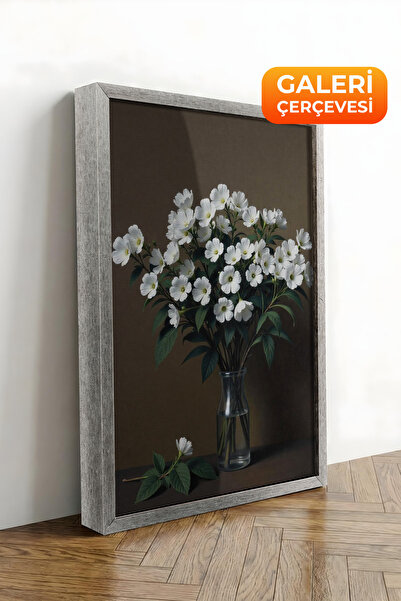 Zestia Tablou pe pânză cu ramă argintie, buchet de flori – Seria Premium Bota...