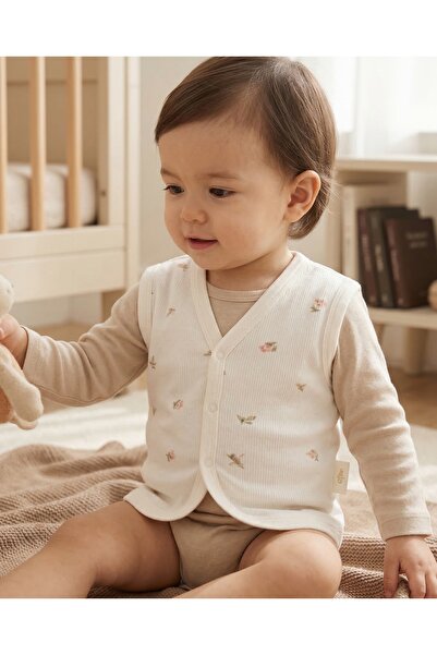 Minory Baby - %100 Pamuk Bebek Yeleği | Çiçek Motifli