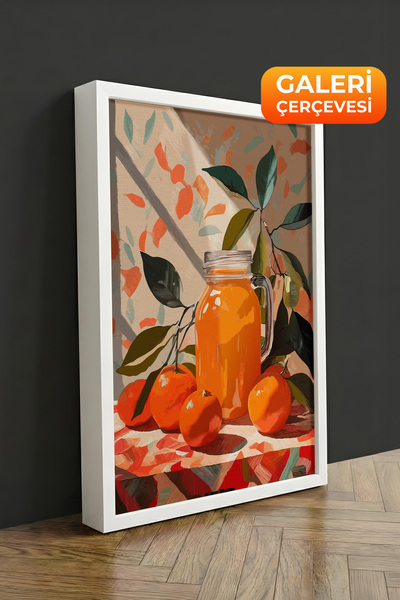 Zestia Tablou pe pânză înrămată albă cu suc de fructe și portocale – Seria Pr...