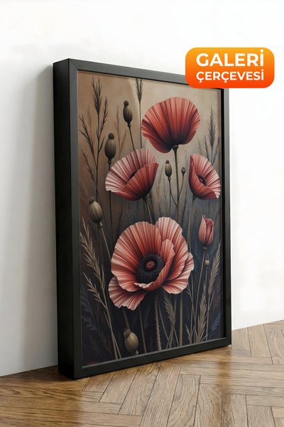 Zestia Πίνακας σε καμβά με μαύρο πλαίσιο Κόκκινες παπαρούνες – Ρομαντική Σειρ...