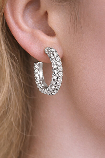 Takıtolia أقراط زايريا من الكريستال الفضي مرصّع بالأحجار مع إطار رمادي معدني ...