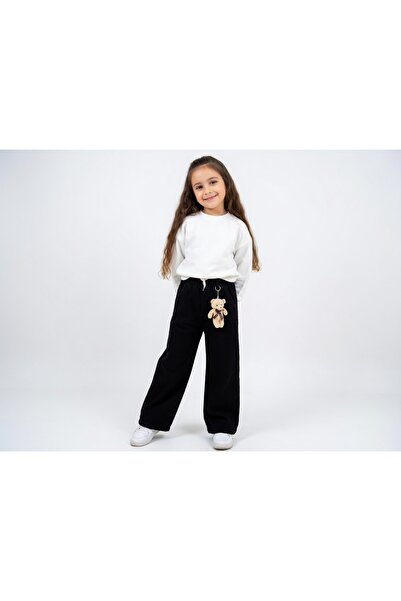 CUBBUX Girl's Wide Leg Trousers with Elastic Waist, Comfortable Cut, Teddy Be...