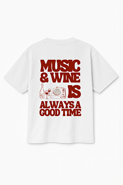 Altair Tr Oversized Unisex Music and Wine Printed T-Shirt T-Shirt
