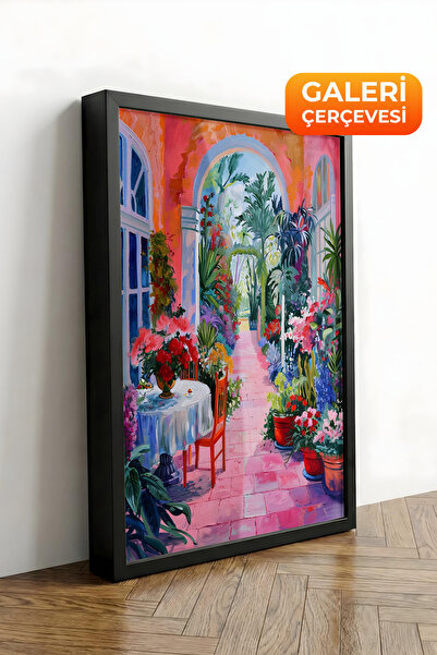 Zestia Πίνακας σε καμβά με μαύρο πλαίσιο, Πολύχρωμο σκηνικό δρόμου, Σειρά Pre...