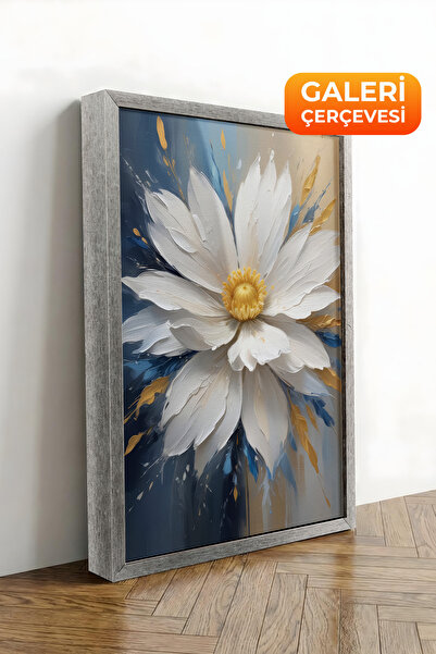 Zestia Tablou pe pânză cu ramă argintie, margaretă strălucitoare – Seria Prem...