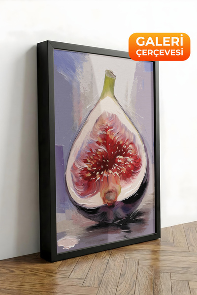 Zestia Tablou pe pânză înrămată neagră, ilustrație cu detalii de fructe de sm...