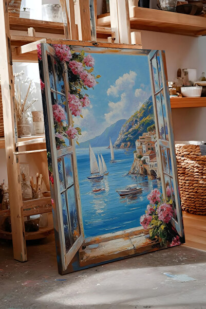 Zestia Tablou pe pânză Peisaj marin și cu barca cu pânze Seria Premium Nr. 10...