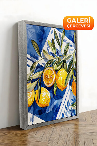 Zestia Εκτύπωση σε καμβά με ασημένιο πλαίσιο Lemon Branches Premium Series No...