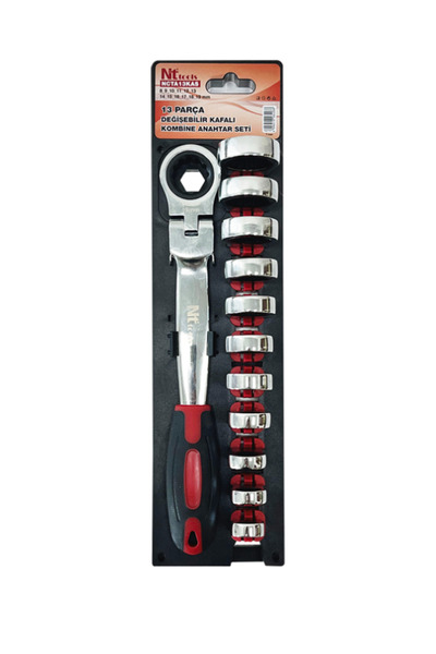 NT Ratchet Wrench Set with Interchangeable Heads 13Pc