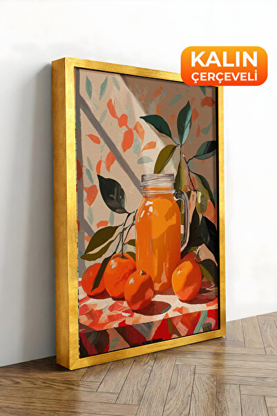 Zestia Tablou pe pânză înrămat cu aur, cu suc de fructe și portocale – Seria ...