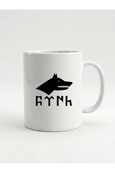 North Whiskers Porcelain Mug with "Turkish" Writing and Bozkurt Design - Reve...