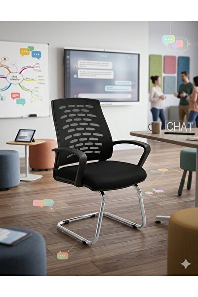 TRENDCORE Fileli Ofis Misafir Koltuğu, Sabit Ayaklı, Ergonomik Sırt Tasarımı,...