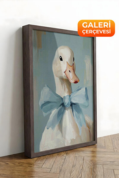 Zestia Καφέ πλαισιωμένος καμβάς με ελαιογραφία με χαριτωμένη πάπια με φιόγκο ...