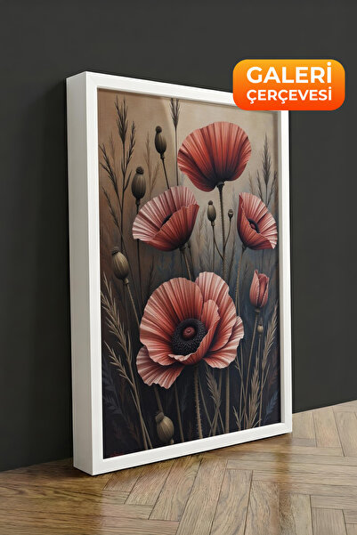 Zestia Πίνακας σε καμβά με λευκό πλαίσιο Κόκκινες παπαρούνες – Ρομαντική Σειρ...