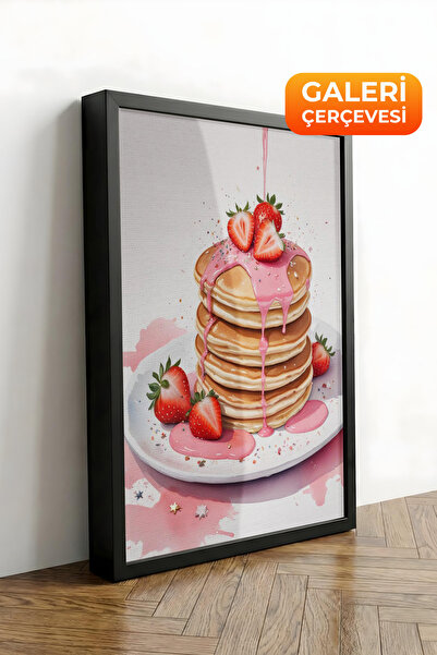 Zestia Tablou pe pânză înrămată neagră Căpșuni pe Pancake Seria Premium Nr. 1...