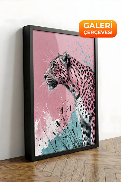 Zestia Πίνακας σε καμβά με μαύρο πλαίσιο Ροζ Λεοπάρ – Σειρά Premium Μοντέρνας...