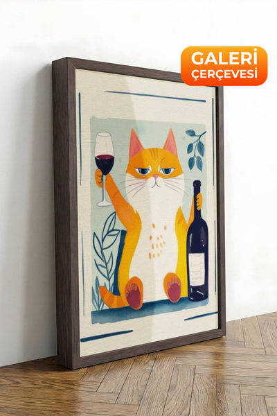 Zestia Tablou pe pânză înrămată maro Seria Enjoyful pisică Premium nr. 109367