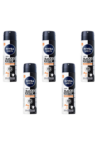 NIVEA Set 5x Men's Spray Deodorants Black & White Invisible Ultimate Impact, ...
