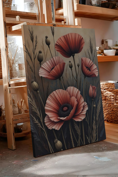 Zestia Πίνακας σε καμβά με κόκκινες παπαρούνες – Ρομαντική Σειρά Λουλουδιών P...