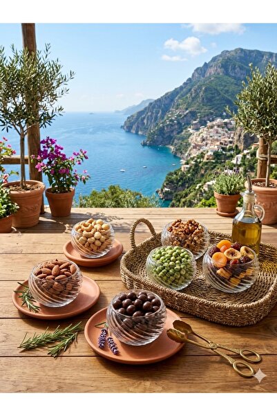 KdrElektronik 6'lı Burgu Desenli Lüx Cam Çerezlik Seti Sunum Kaseleri Cam Sos...