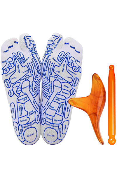 Magdeal Șosete pentru masaj, presopunctură și reflexoterapie, set cu 2 ustens...