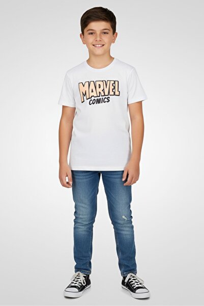 Marvel Kids Boy Crew Neck Short Sleeve Graphic Print T-Shirt, White