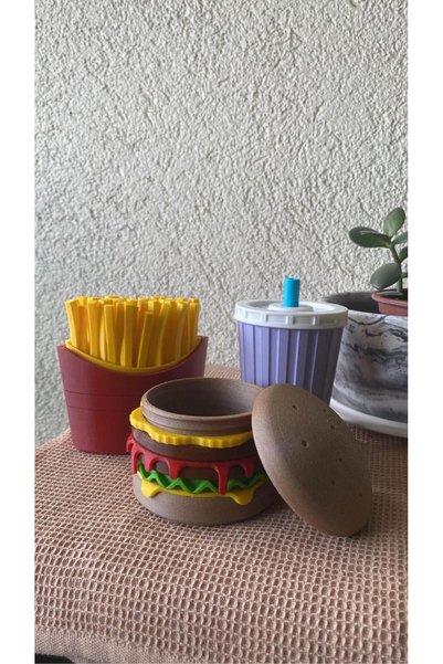 NureStore Hamburger-Looking Set of 3 Storage Boxes Decorative Organizer