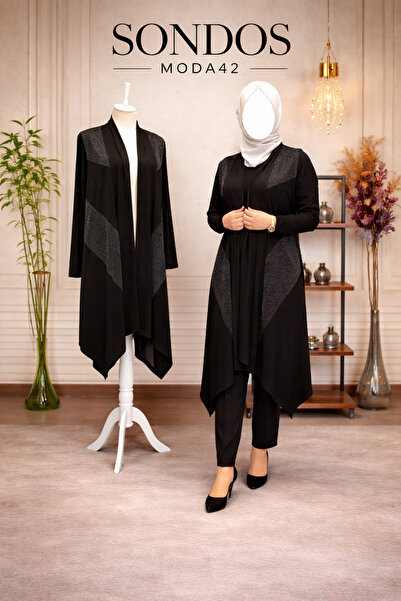 HESNA Γυναικείο Sevda Μεγάλο Μέγεθος Verev Με γκλίτερ Ασύμμετρο Γιλέκο