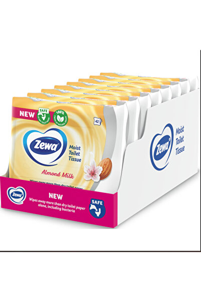 Zewa Икономичен пакет мокра тоалетна хартия с бадемово мляко – 8 x 42 броя (3...