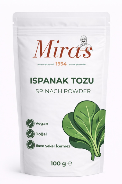 Miras 1934 Ispanak Tozu Katkısız 100g | Smoothie, Çorba ve Tarifler İçin Doğa...