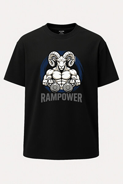nirvoda Oversized Rampower Muscular Coach Fitness Gym Printed Wide Cut T-Shirt